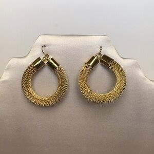 NEW gold tone mesh hoop earrings